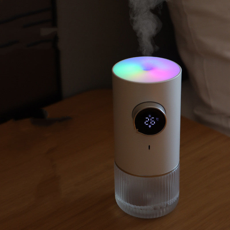 Umidificator de aer și difuzor de aromă cu afișaj LCD pentru temperatură/umiditate și cu lumină de atmosferă LED colorată