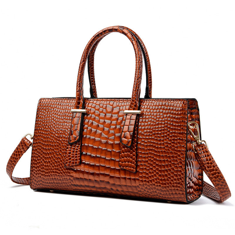 Geantă de umăr retro cu model crocodil