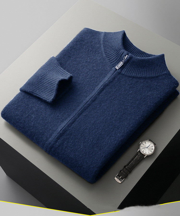Cardigan de cașmir cu fir dublu din tricot pură de lână