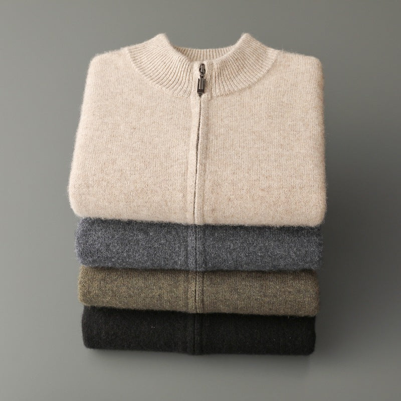 Cardigan de cașmir cu fir dublu din tricot pură de lână