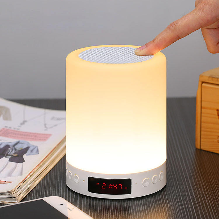 Mini lampă LED multicoloră cu difuzor muzical, ceas și ceas cu alarmă
