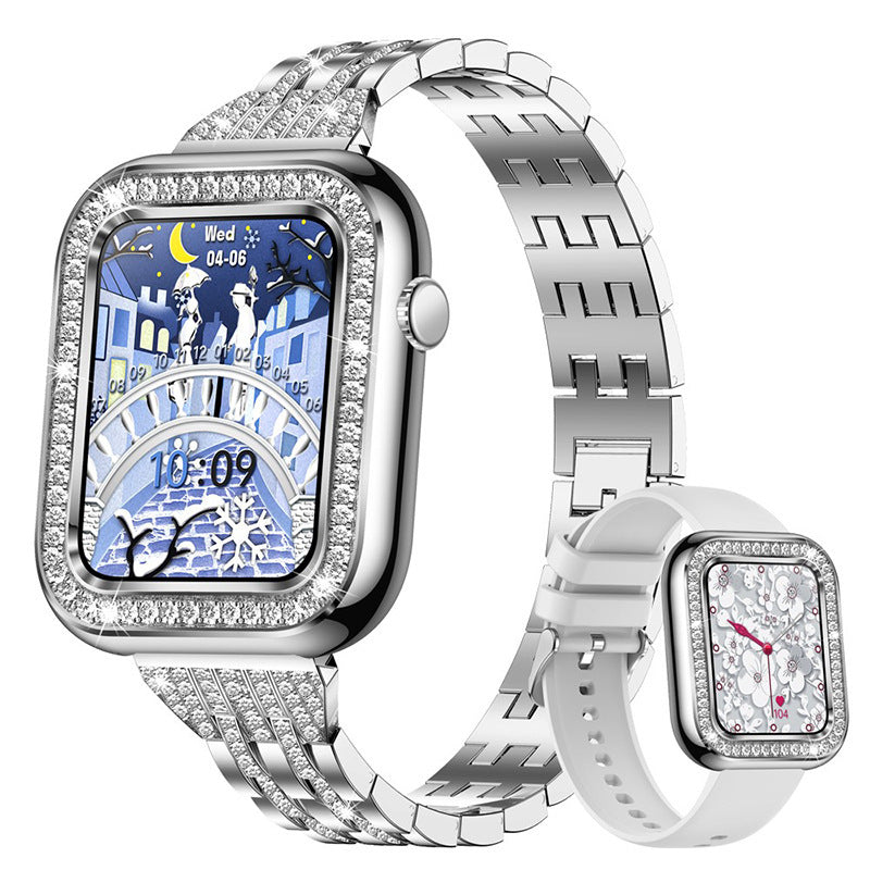 Ceas digital de dama cu cadran cu efect de diamant