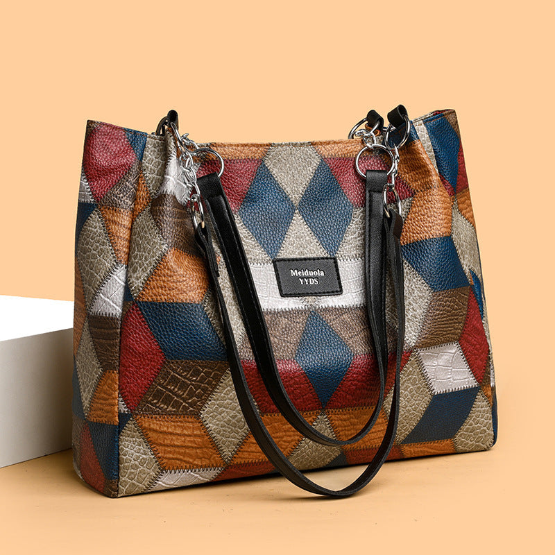 Geanta de umar cu model geometric retro si culori asortate