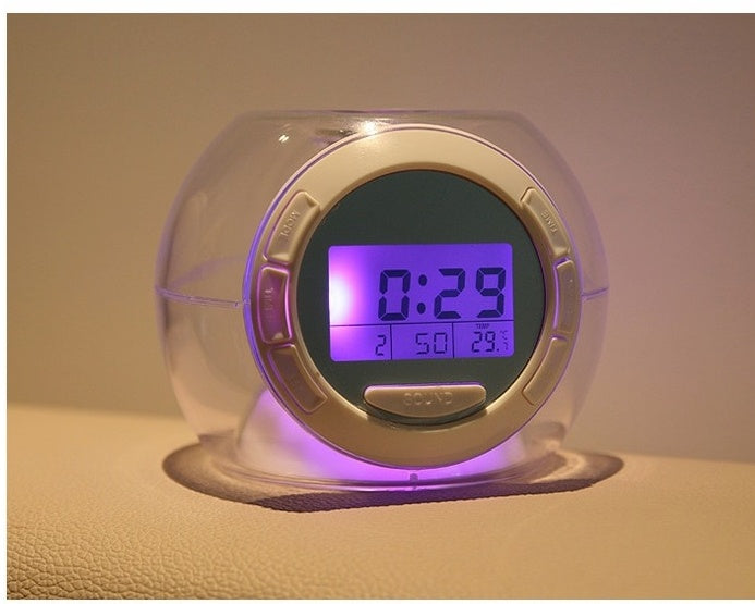 Ceas/ceas alarmă colorat cu sunete naturale, afișaj LCD multicolor cu măsurare a grade