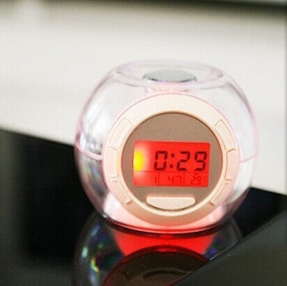 Ceas/ceas alarmă colorat cu sunete naturale, afișaj LCD multicolor cu măsurare a grade