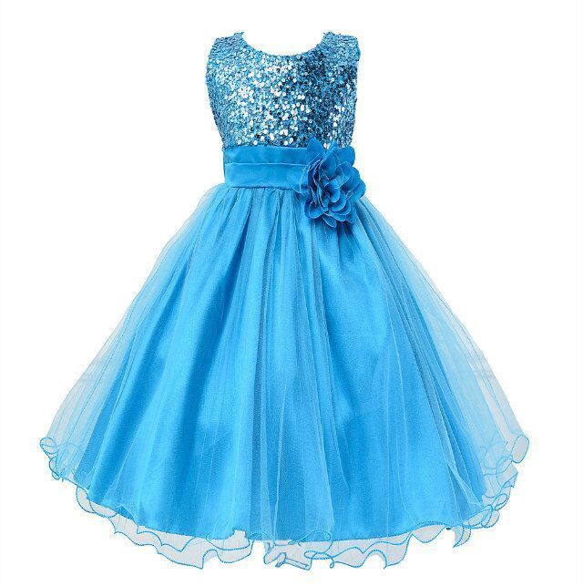 Rochie de printesa pentru fete cu paiete si flori