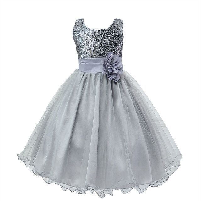 Rochie de printesa pentru fete cu paiete si flori