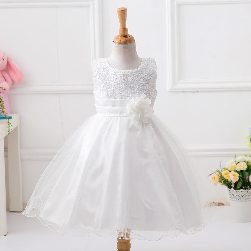 Rochie de printesa pentru fete cu paiete si flori