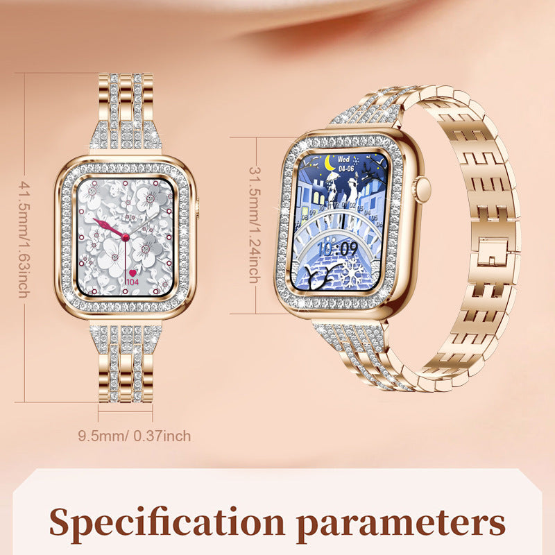 Ceas digital de dama cu cadran cu efect de diamant