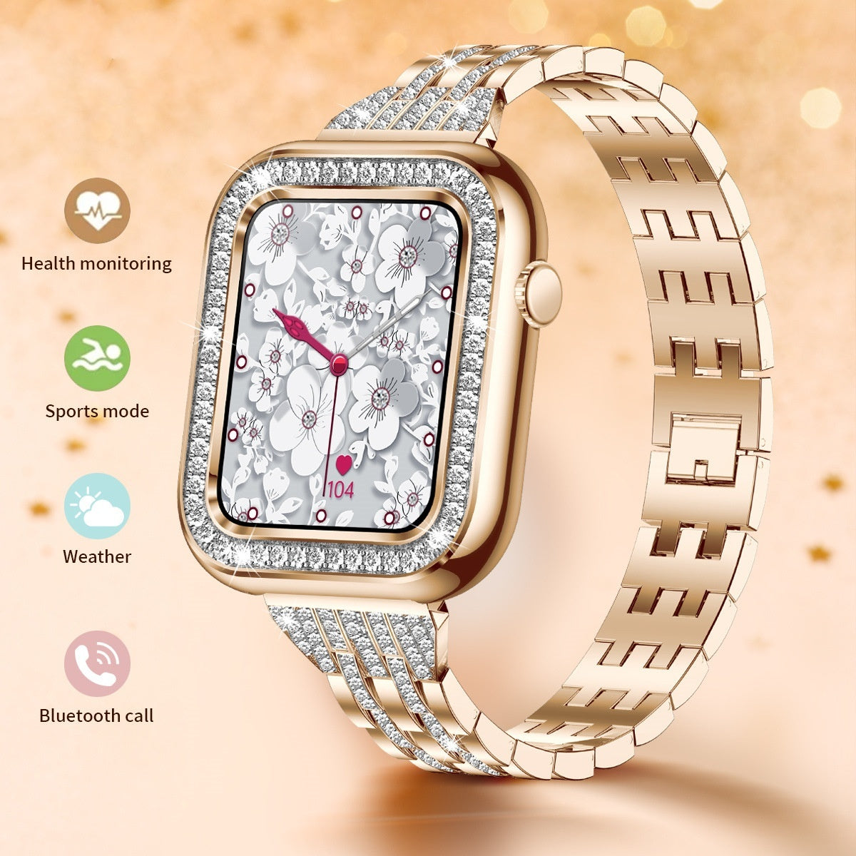 Ceas digital de dama cu cadran cu efect de diamant
