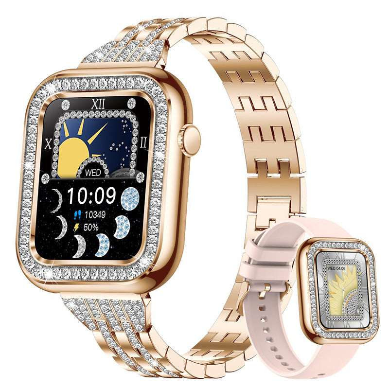 Ceas digital de dama cu cadran cu efect de diamant