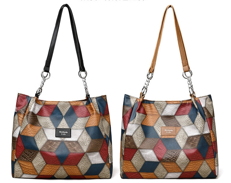 Geanta de umar cu model geometric retro si culori asortate