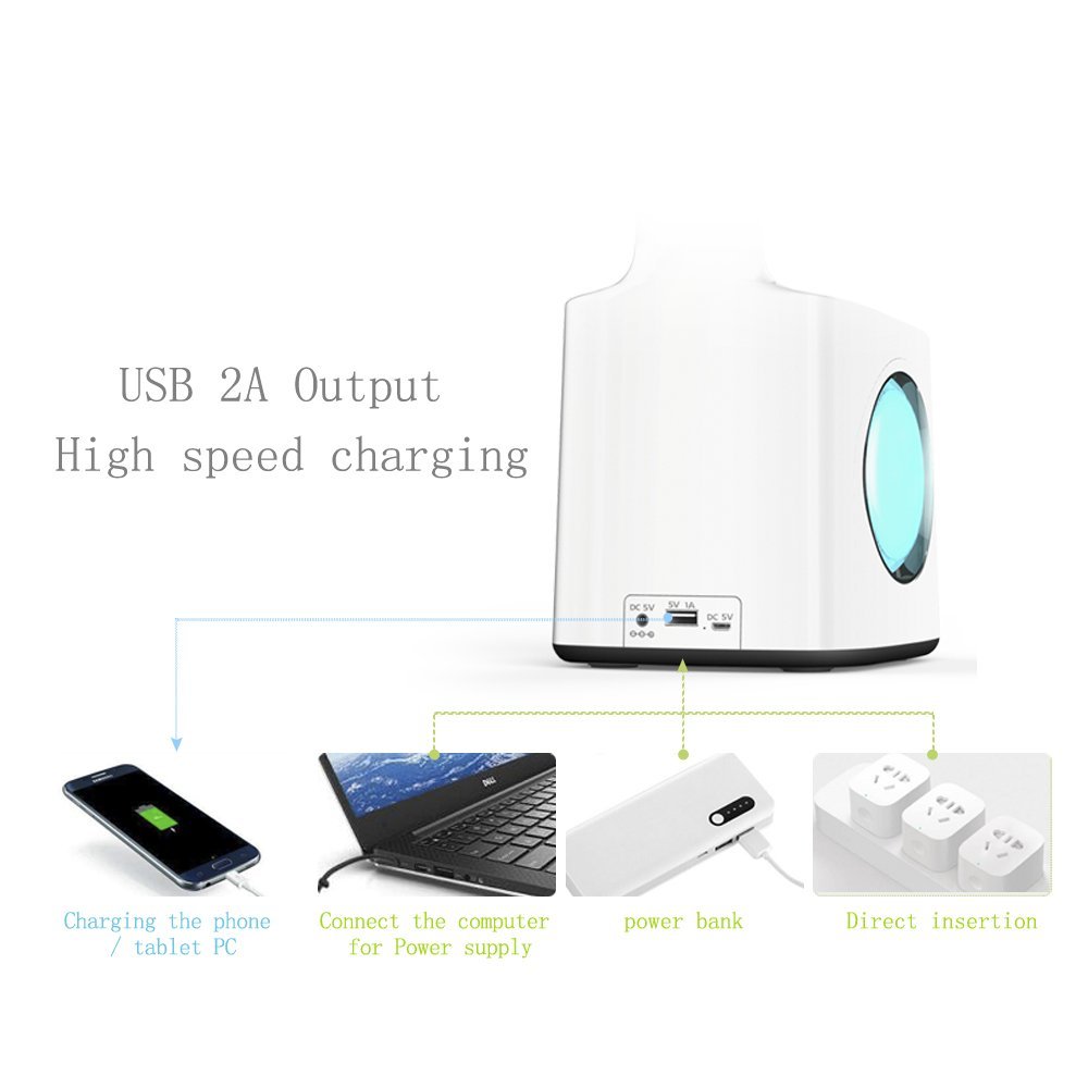 Lampa de masa LED multicolora, cu port de incarcare USB, ecran LCD cu ora si data, suport obiect