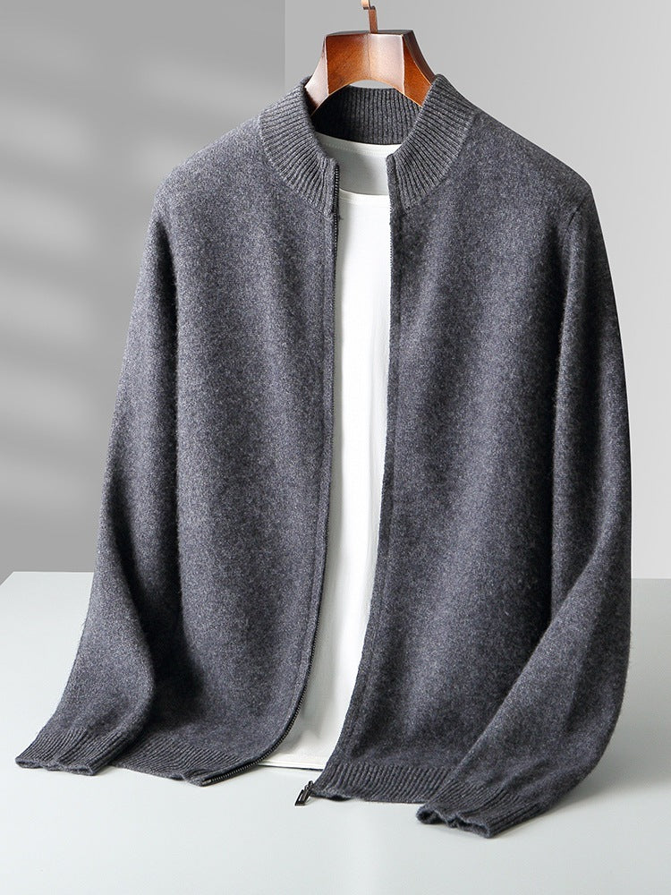 Cardigan de cașmir cu fir dublu din tricot pură de lână