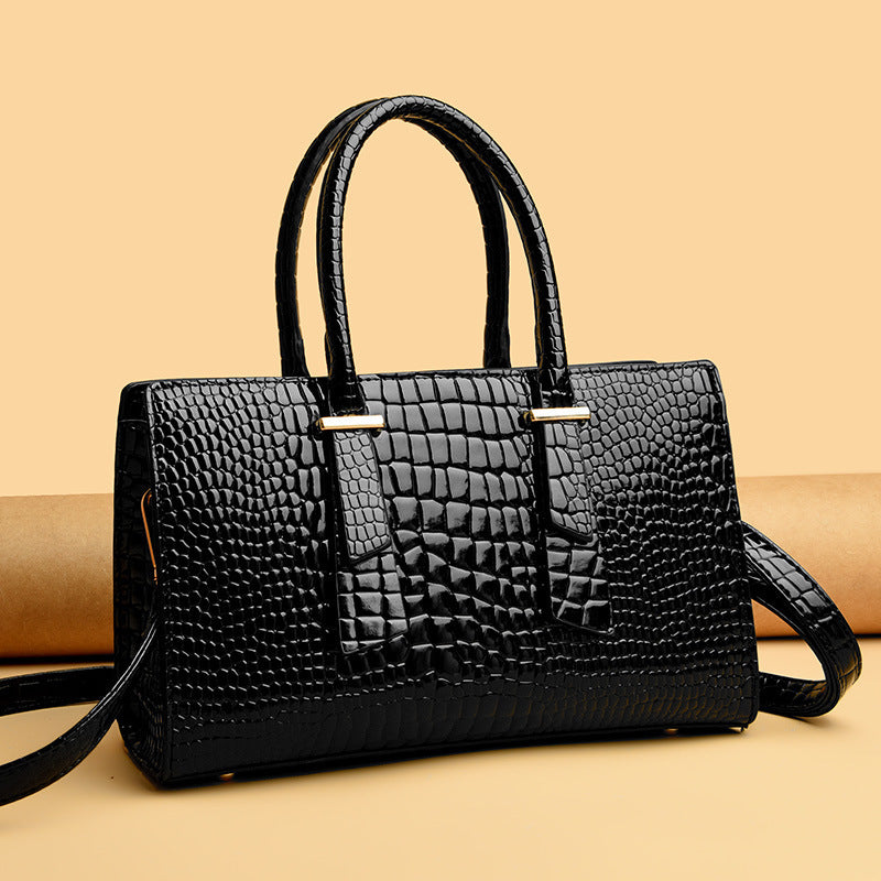 Geantă de umăr retro cu model crocodil