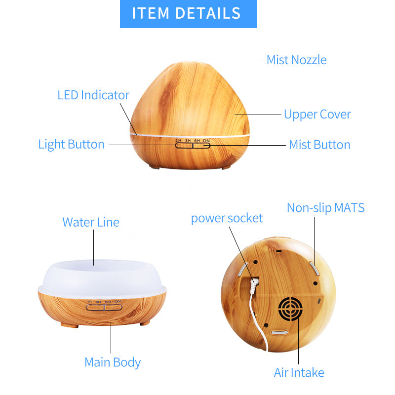 Umidificator de aer și difuzor de arome, LED multicolor (7 LED)