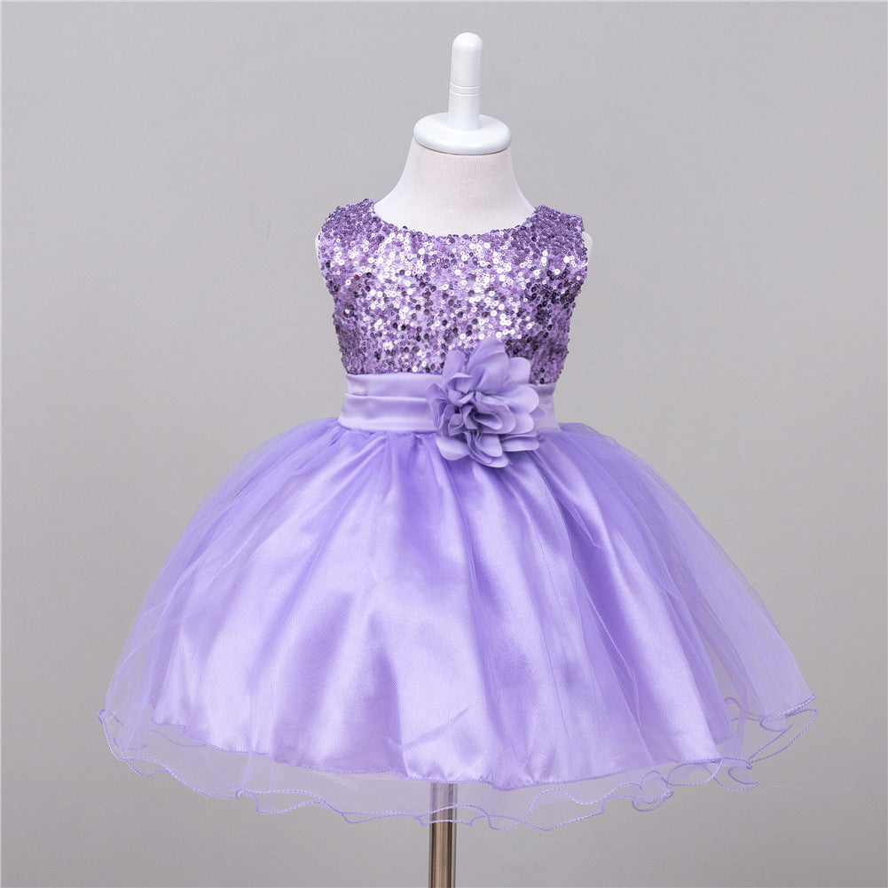 Rochie de printesa pentru fete cu paiete si flori