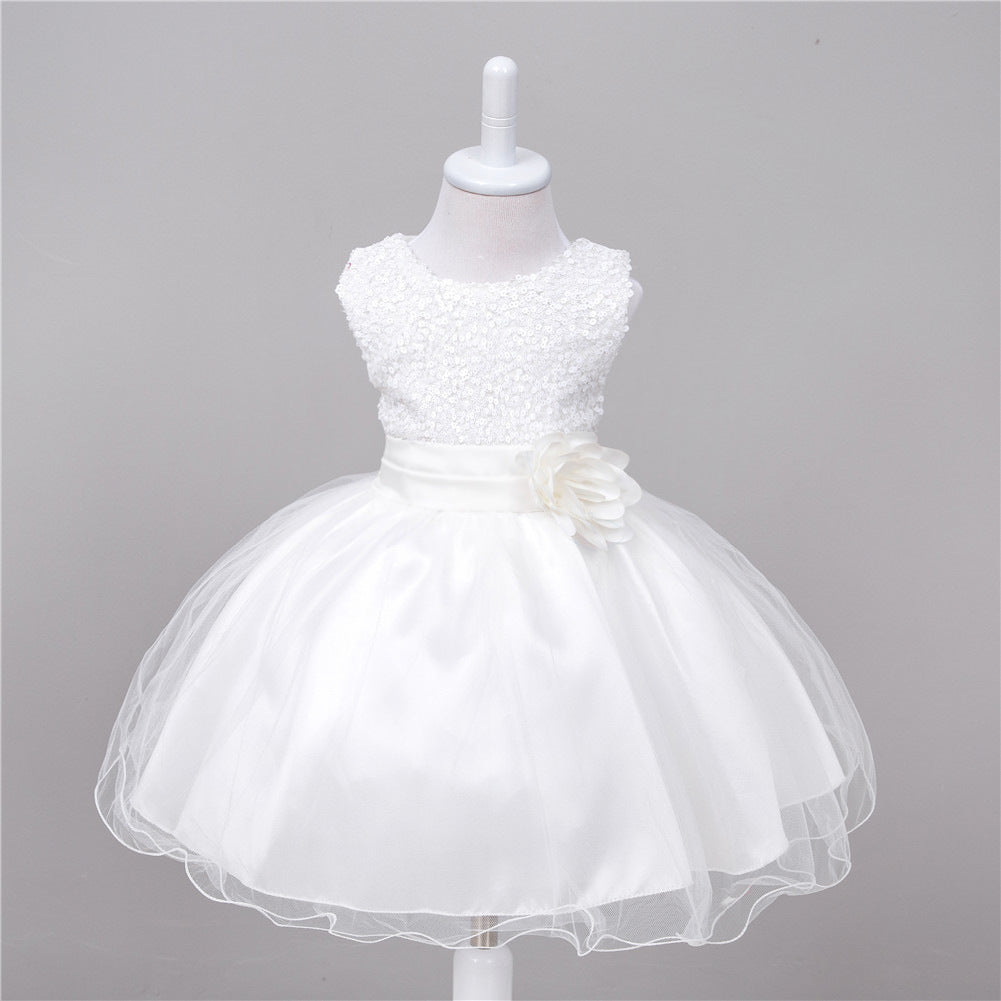 Rochie de printesa pentru fete cu paiete si flori