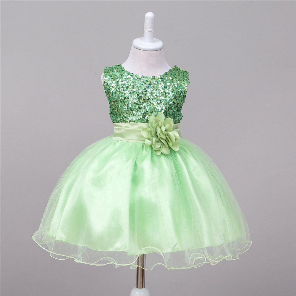 Rochie de printesa pentru fete cu paiete si flori
