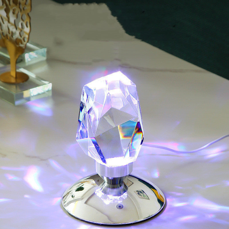 Lampa de masa multicolora, efect de cristal diamant