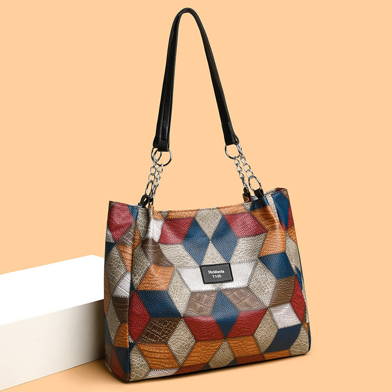 Geanta de umar cu model geometric retro si culori asortate