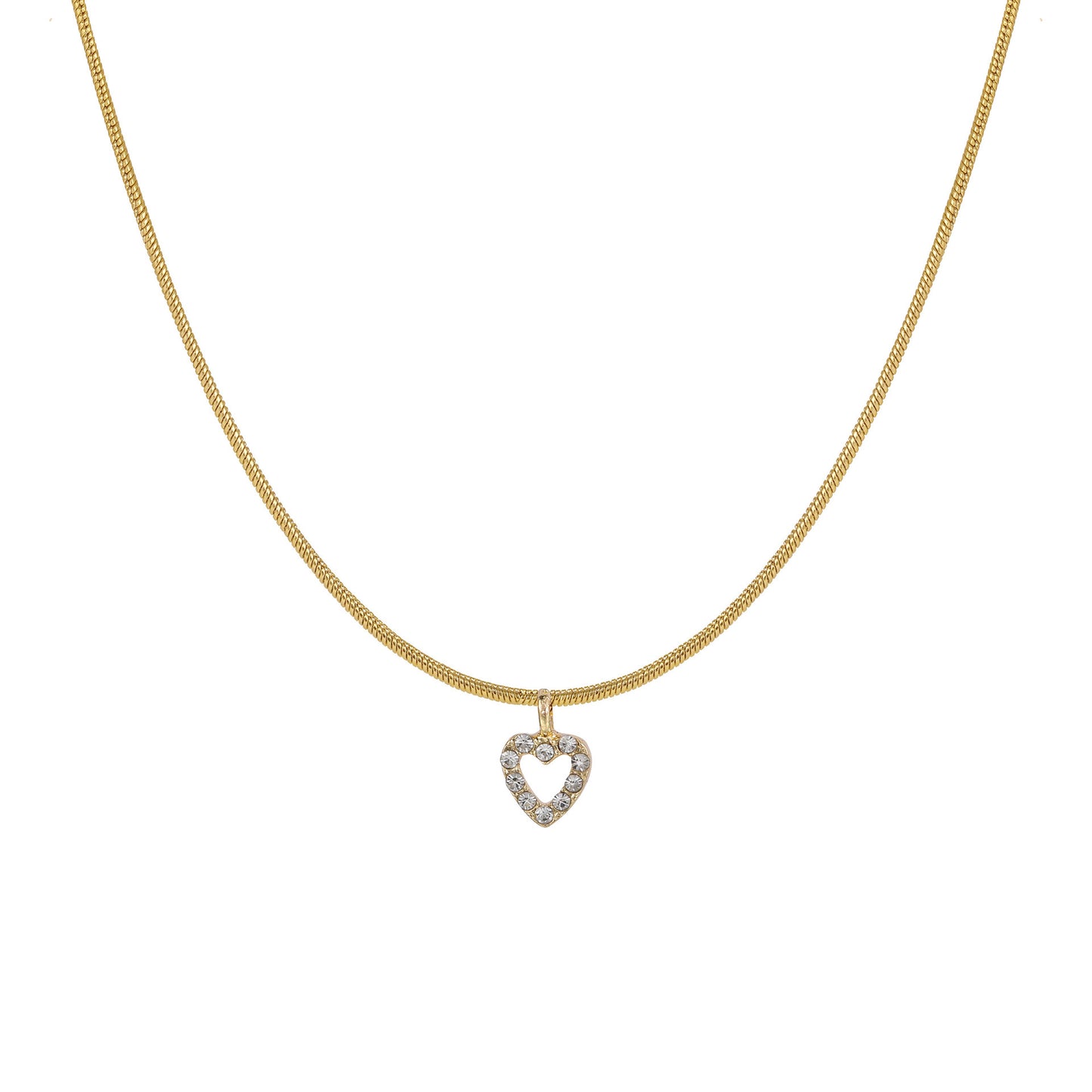 Collana con ciondolo a forma di cuore e con zirconi
