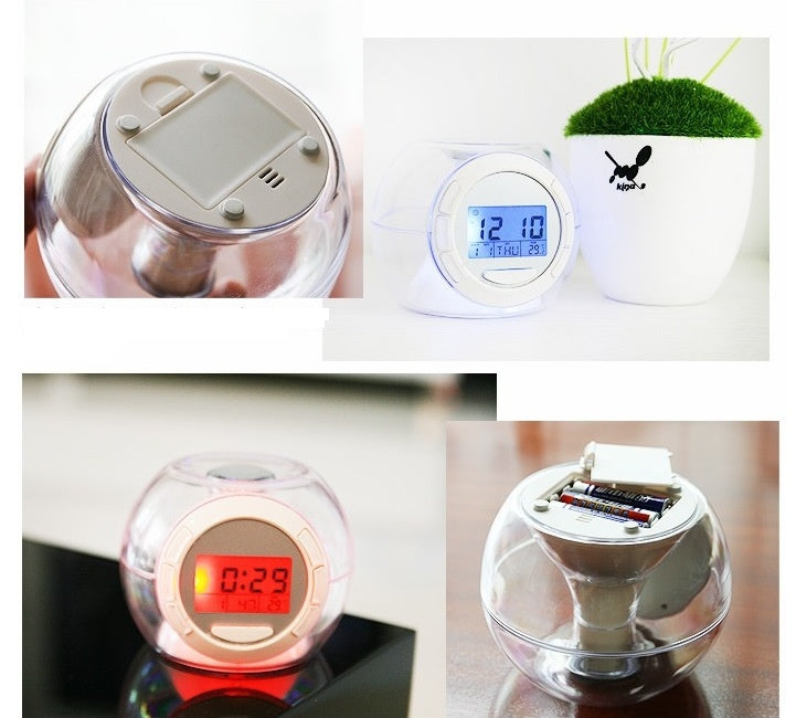 Ceas/ceas alarmă colorat cu sunete naturale, afișaj LCD multicolor cu măsurare a grade