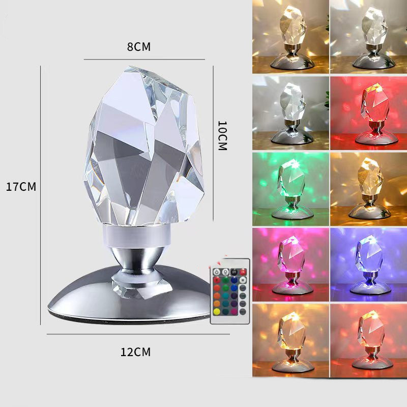 Lampa de masa multicolora, efect de cristal diamant