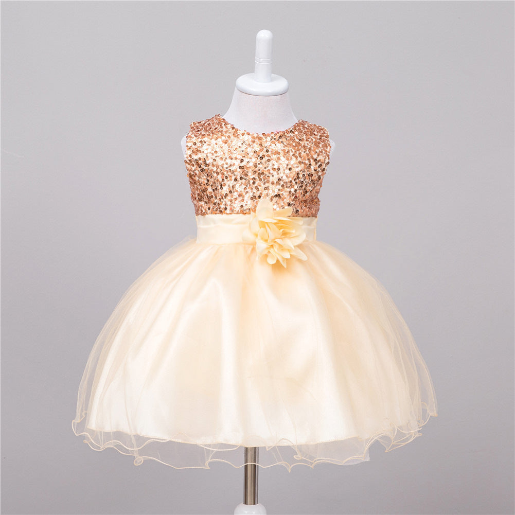 Rochie de printesa pentru fete cu paiete si flori