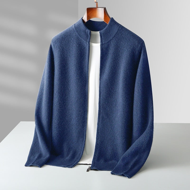 Cardigan de cașmir cu fir dublu din tricot pură de lână