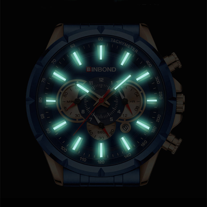 Waterproof watch with luminous display