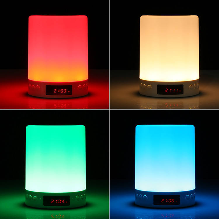 Mini lampă LED multicoloră cu difuzor muzical, ceas și ceas cu alarmă