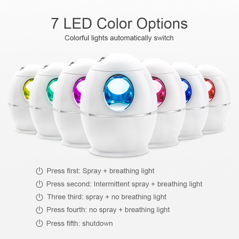 Mini umidificator de aer și difuzor de arome de 800 ml, cu 7 lumini LED