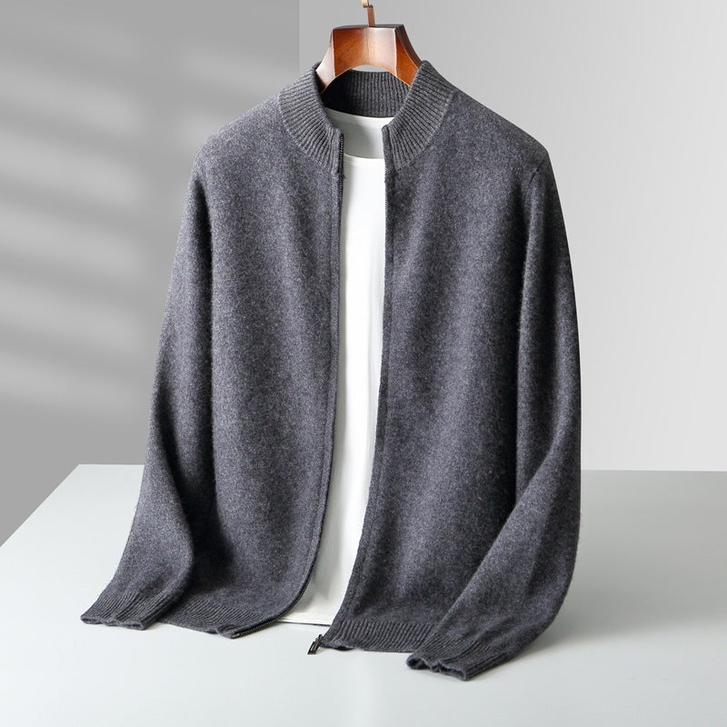Cardigan de cașmir cu fir dublu din tricot pură de lână