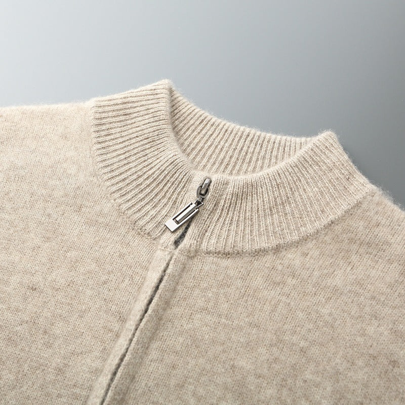 Cardigan de cașmir cu fir dublu din tricot pură de lână