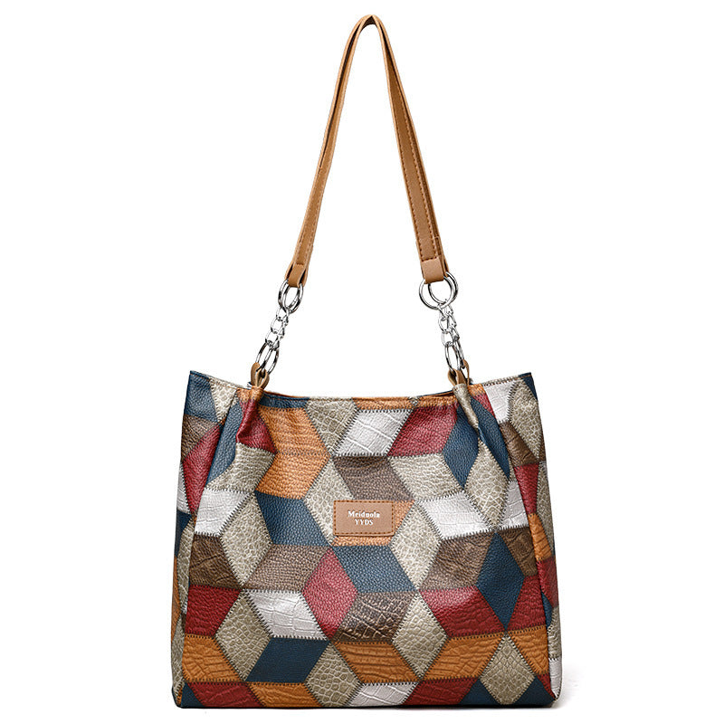 Geanta de umar cu model geometric retro si culori asortate