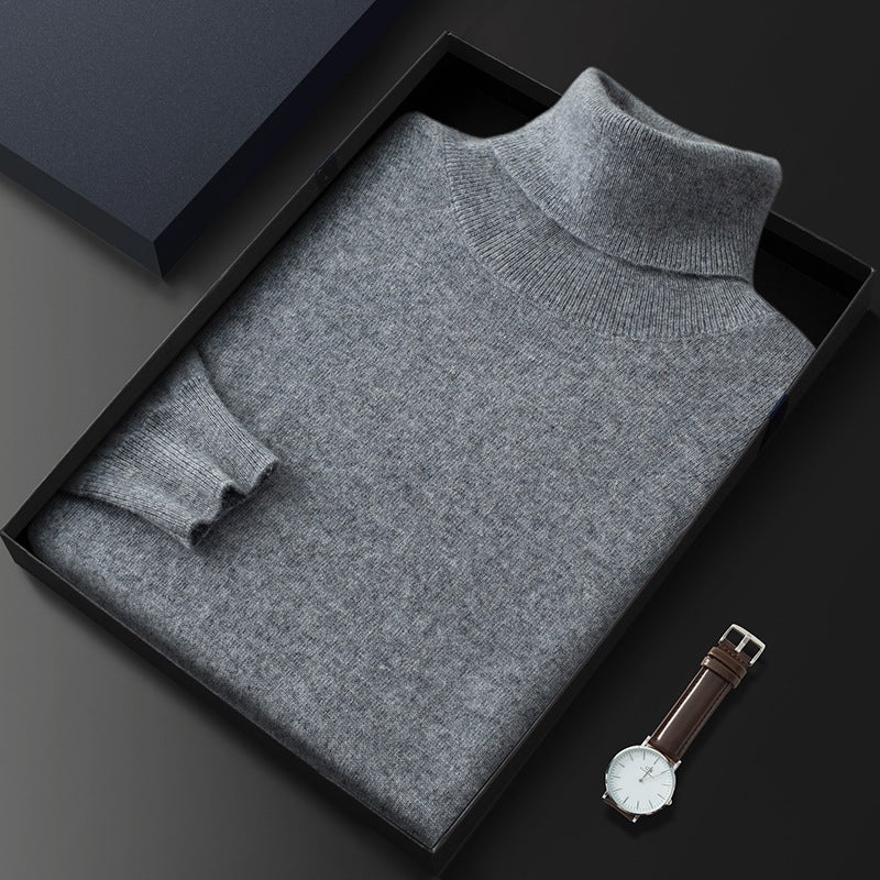 Pulover casual pentru bărbați, din tricot de cașmir, de culoare uni, cu rever înalt
