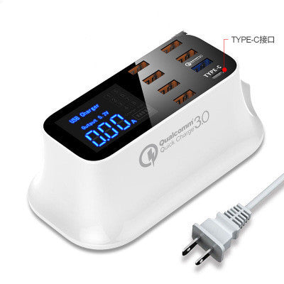 Încărcător rapid multi-USB inteligent pentru dispozitive mobile, afișaj LCD