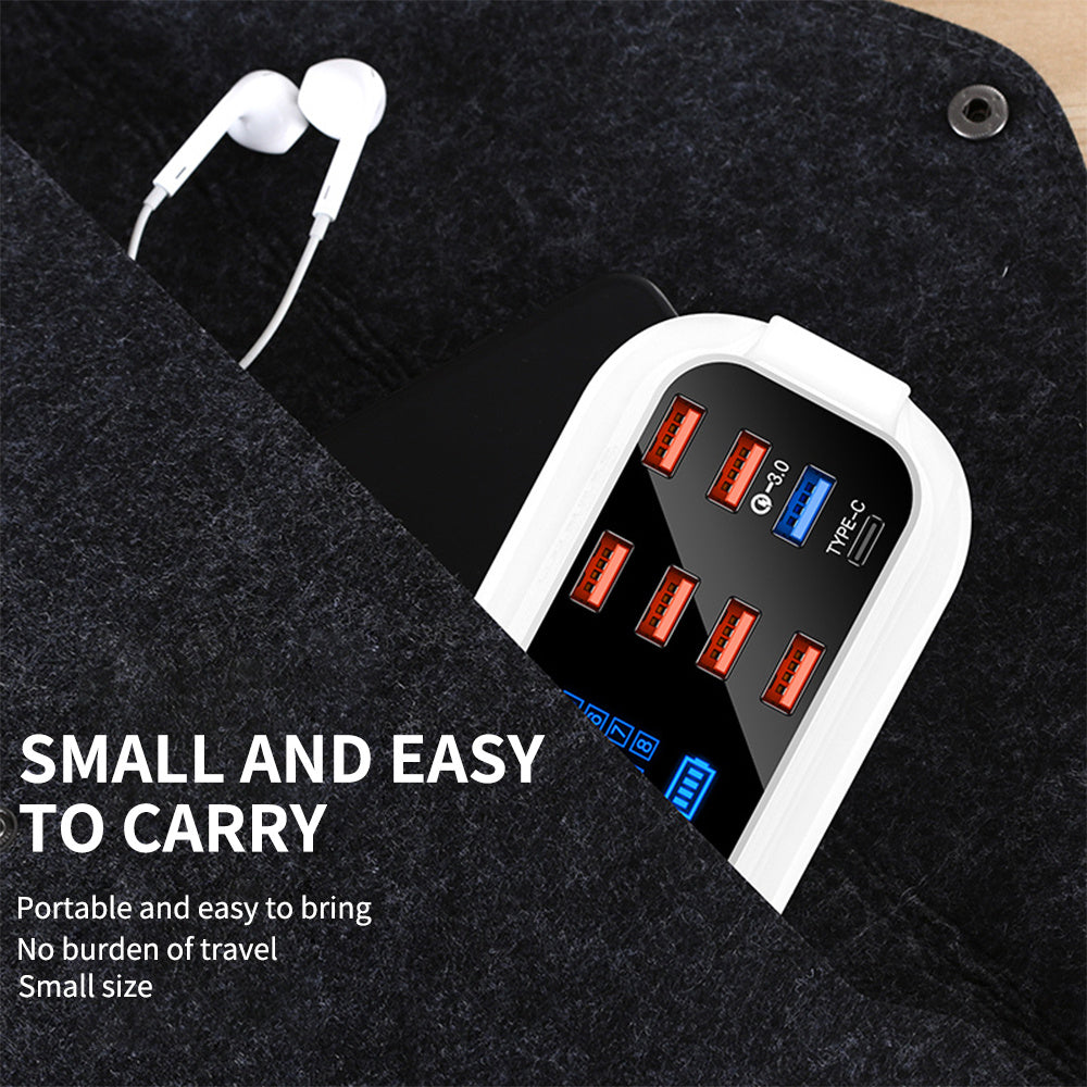 Încărcător rapid multi-USB inteligent pentru dispozitive mobile, afișaj LCD