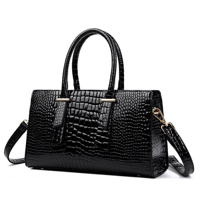 Geantă de umăr retro cu model crocodil