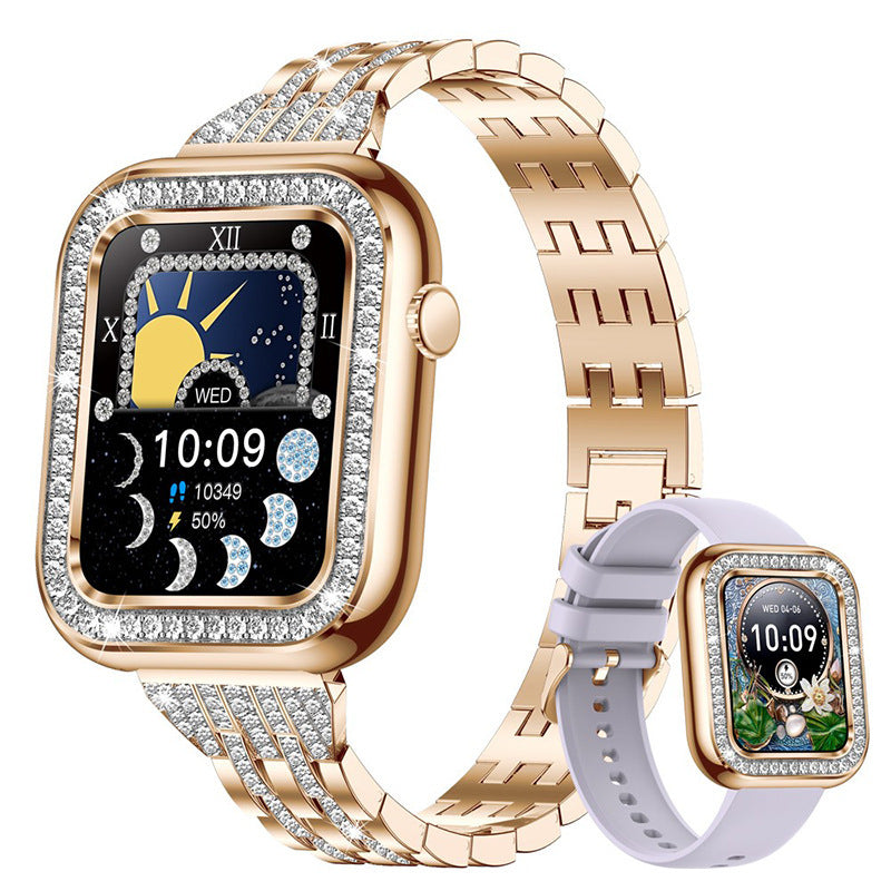 Ceas digital de dama cu cadran cu efect de diamant
