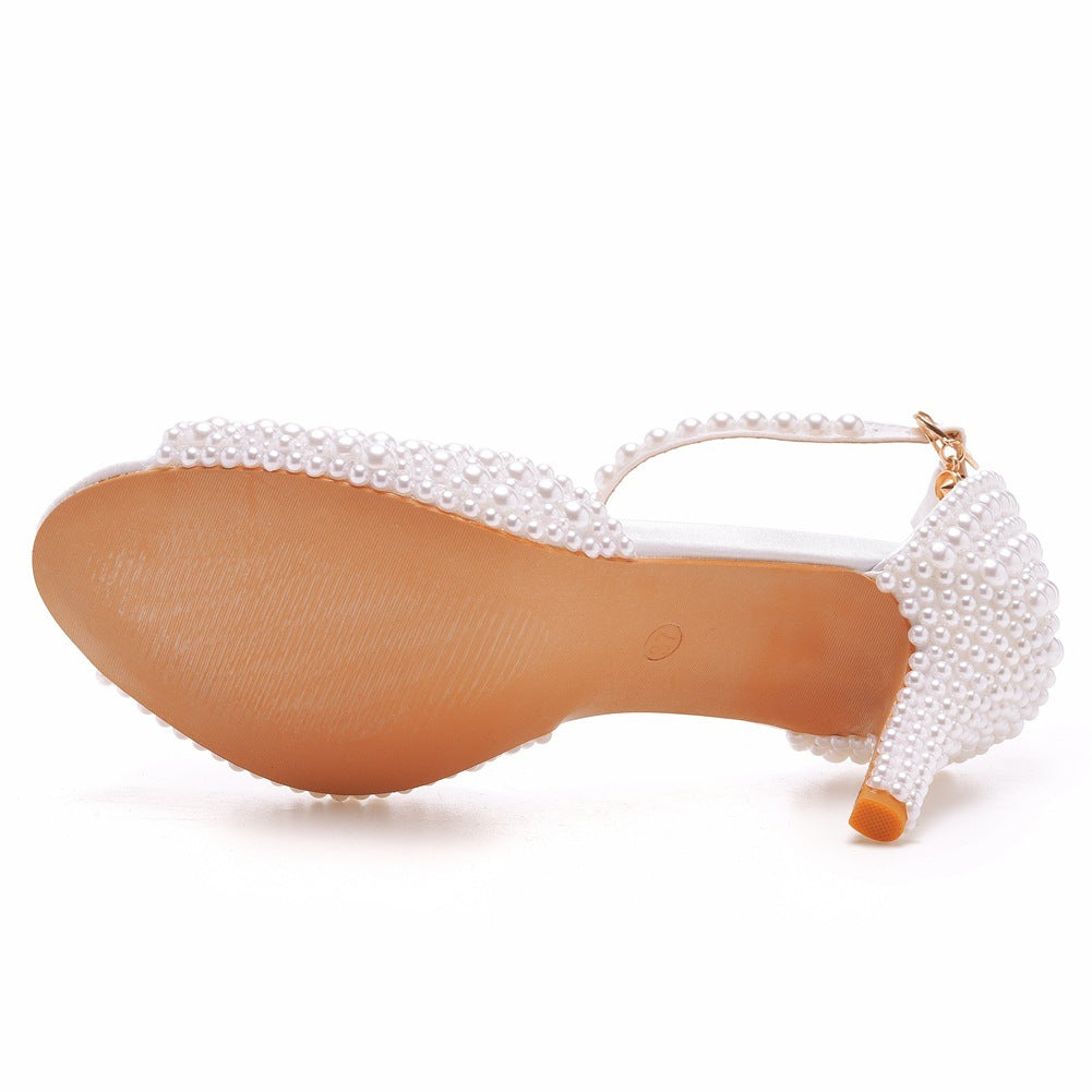 Pantofi de dama cu toc cu perle
