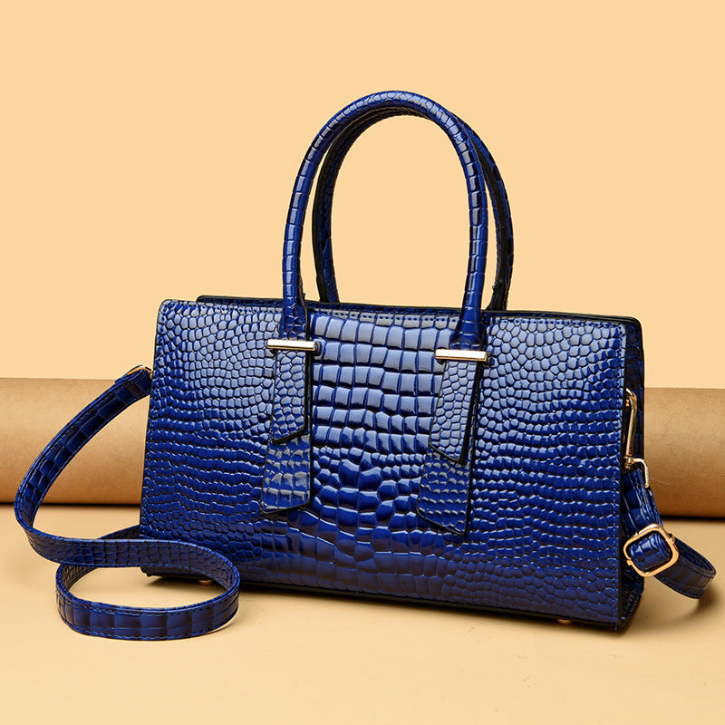 Geantă de umăr retro cu model crocodil