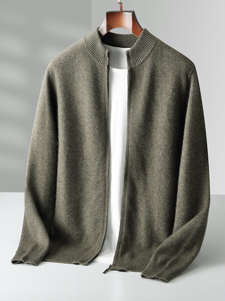 Cardigan de cașmir cu fir dublu din tricot pură de lână
