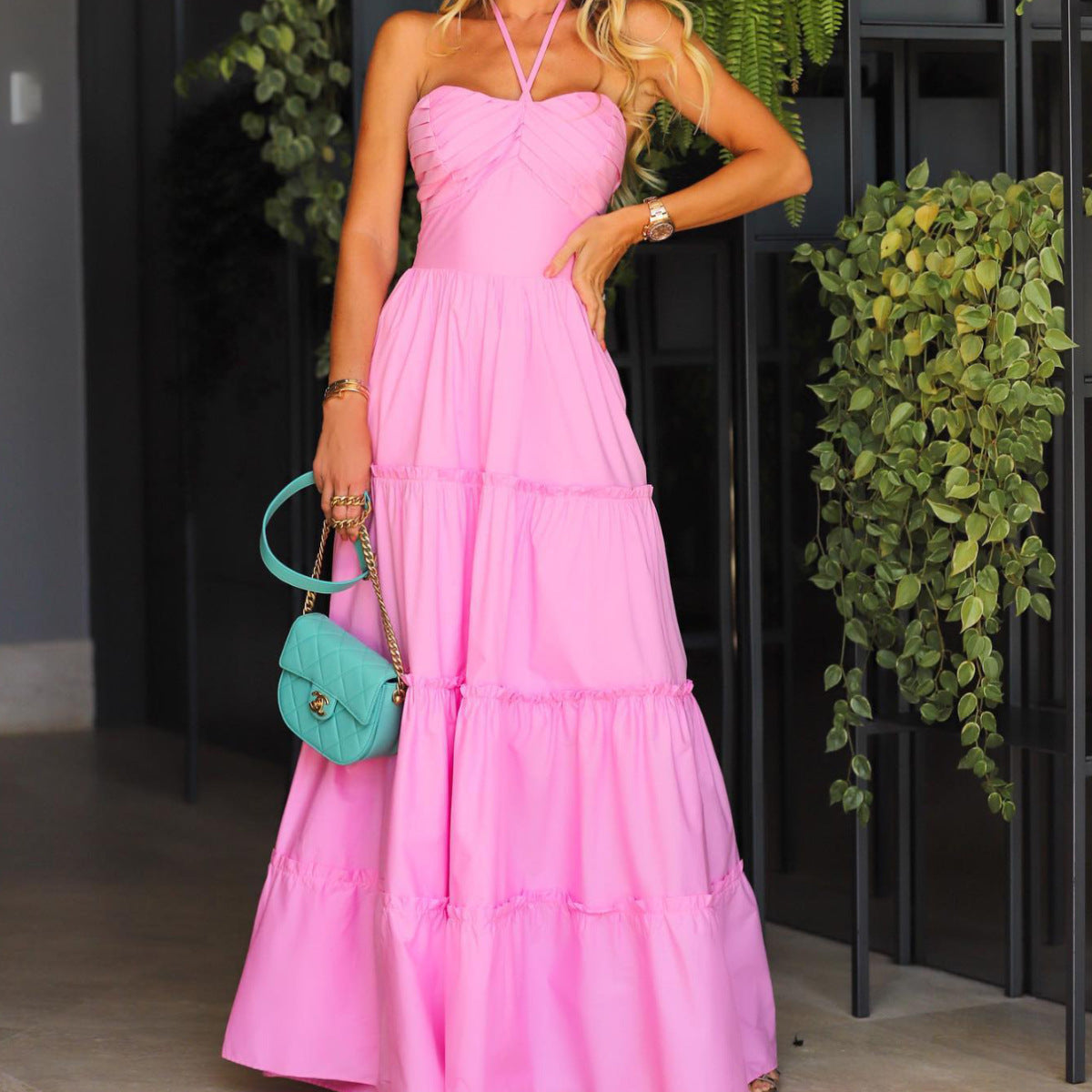 Rochie de dama lunga, cu talie inalta