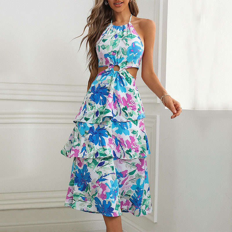 Rochie de dama florala cu fundita