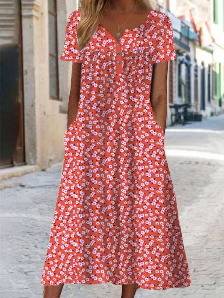 Rochie de dama cu decolteu rotund si maneci scurte
