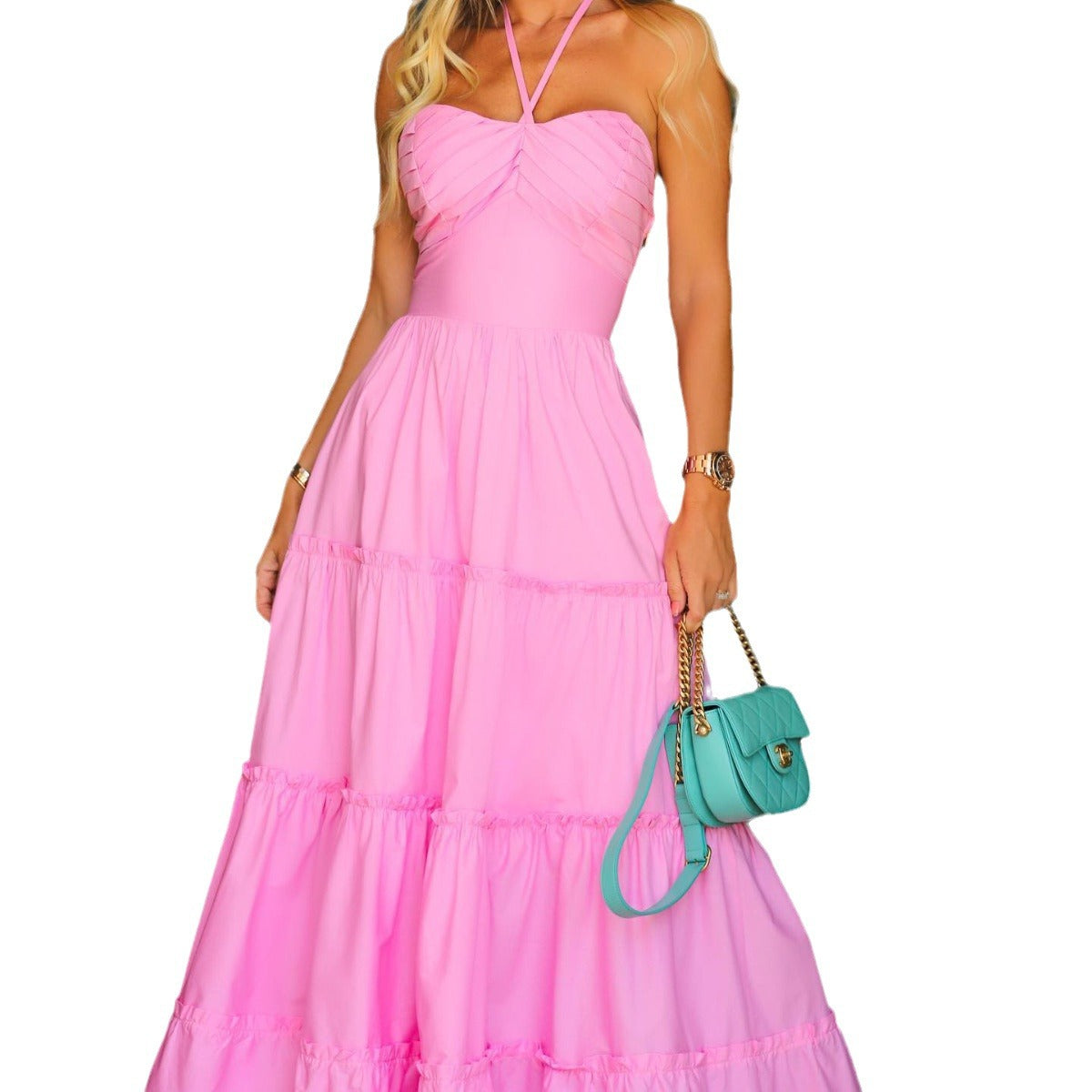 Rochie de dama lunga, cu talie inalta