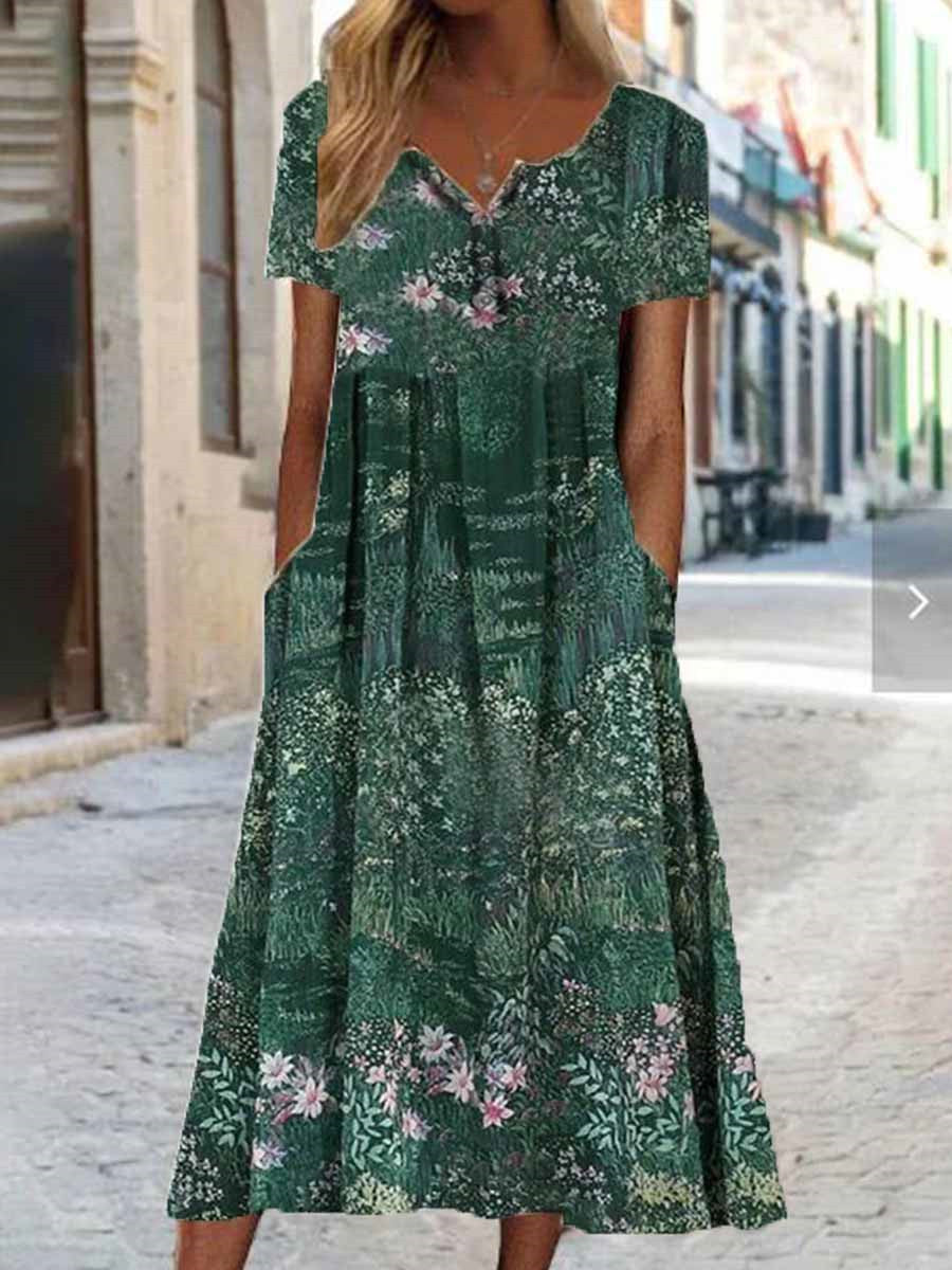 Rochie de dama cu decolteu rotund si maneci scurte