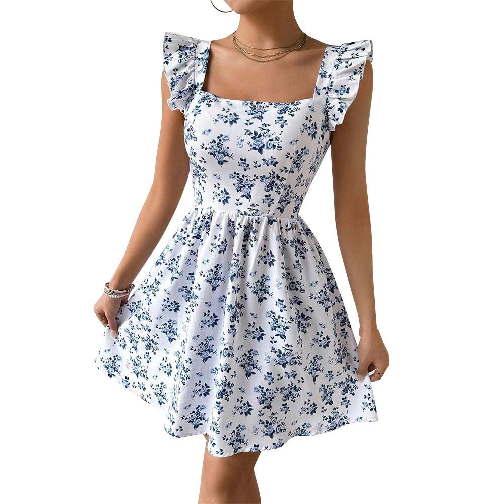 Rochie de dama cu flori slim fit